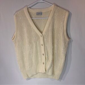 Vintage Cream Knit Button-Up Sweater Vest